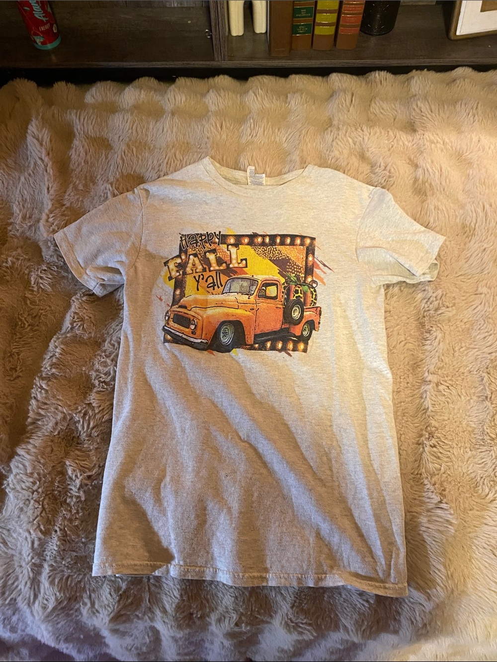 Delta Grey Tee with Orange Vintage Truck Graphic